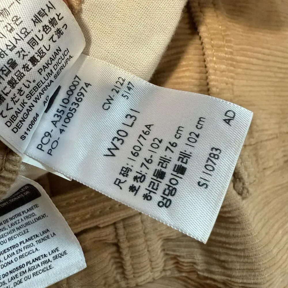 Levi's Women's '94 Baggy Corduroy Pants High Rise Straight‎ Leg Tan 30 - Picture 7 of 8